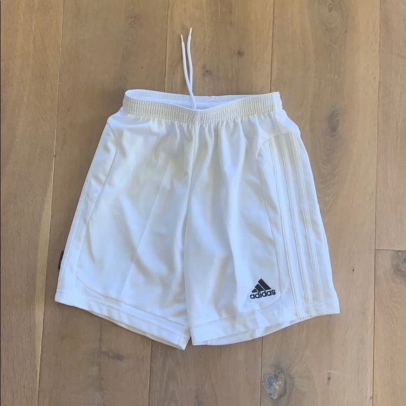 white adidas soccer shorts